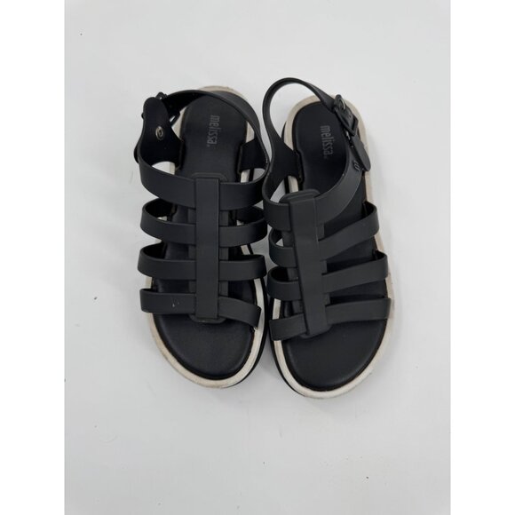 Melissa Flox Flatform Black Strappy Platform Sandals Size 7 - Picture 3 of 9